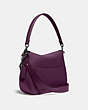 COACH®,SIGNATURE CHAIN HOBO,Leather,Large,Pewter/Boysenberry,Angle View
