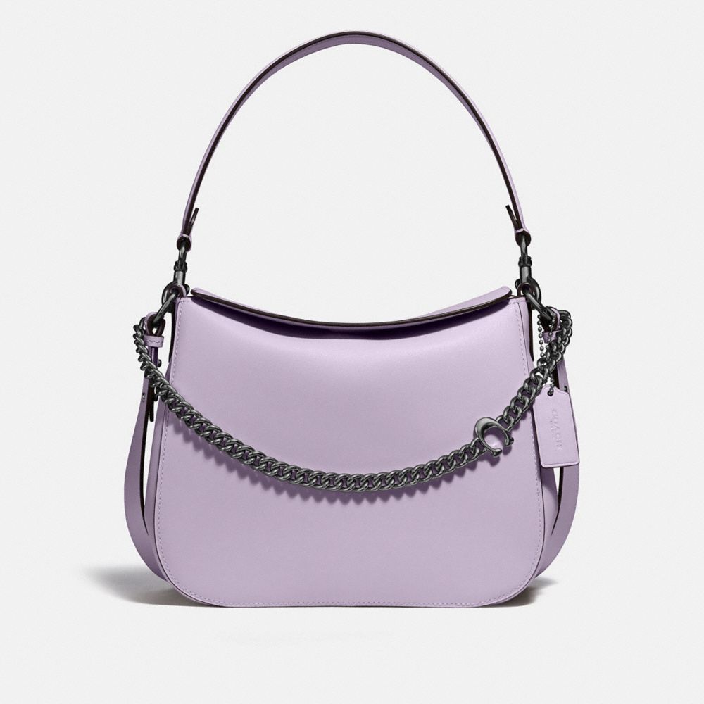 COACH®,SIGNATURE CHAIN HOBO,Leather,Large,Pewter/Soft Lilac,Front View
