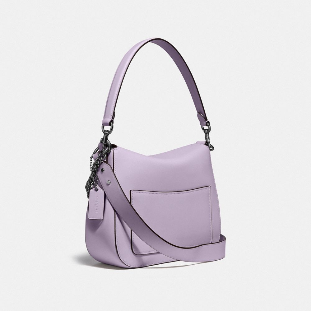 COACH®,SIGNATURE CHAIN HOBO,Leather,Large,Pewter/Soft Lilac,Angle View
