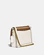 COACH®,HUTTON SHOULDER BAG,Smooth Leather/Straw,Small,Brass/Oak,Angle View