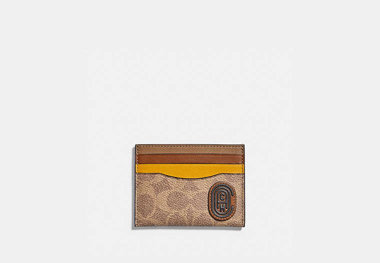 Card Case In Colorblock Signature Canvas With Coach Patch