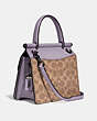 COACH®,WILLIS TOP HANDLE 18 IN SIGNATURE CANVAS,Signature Coated Canvas/Smooth Leather,Medium,Pewter/Tan Soft Lilac,Angle View