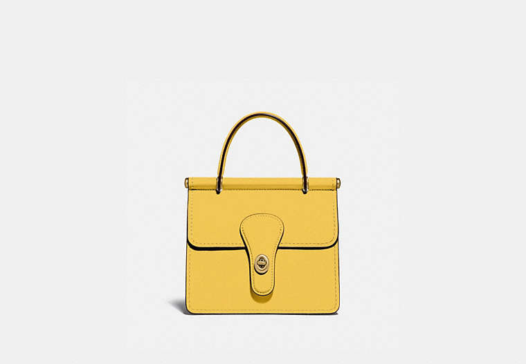 COACH®,WILLIS TOP HANDLE 18,Glovetanned Leather,Mini,Brass/Sunlight,Front View