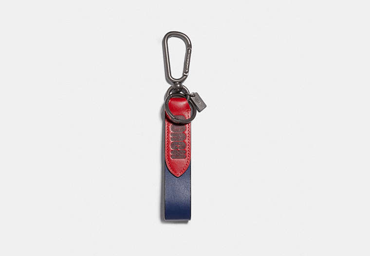 COACH®,LOOP KEY FOB IN COLORBLOCK WITH SIGNATURE CANVAS DETAIL AND COACH PRINT,n/a,True Navy Multi,Front View