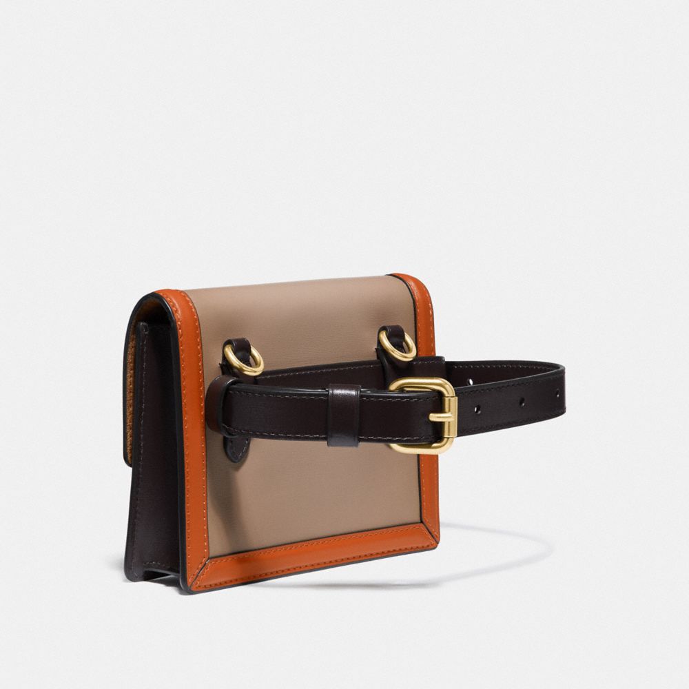 COACH®,HUTTON BELT BAG IN COLORBLOCK,Leather,Brass/Taupe Ginger Multi,Angle View