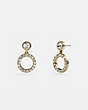 COACH®,HALO PAVE DROP STUD EARRINGS,Plated Brass,Gold/Clear,Front View