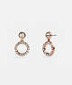 COACH®,HALO PAVE DROP STUD EARRINGS,Plated Brass,Rose Gold/Clear,Front View