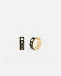 COACH®,KISSING SIGNATURE HUGGIE EARRINGS,Plated Brass/Enamel,Gold/Black,Front View