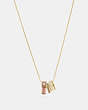 COACH®,SIGNATURE TRIO NECKLACE,Plated Brass/Enamel,Gold/Dusty Rose,Front View