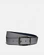 COACH®,ROLLER BUCKLE CUT-TO-SIZE REVERSIBLE BELT, 38MM,Leather,Washed Steel/Midnight,Front View
