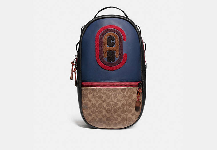 Pacer Backpack In Colorblock Signature Canvas With Coach Patch image number 0