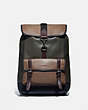 COACH®,BLEECKER BACKPACK IN COLORBLOCK,Leather,Large,Black Copper/Army Green Multi,Front View