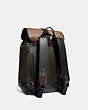 COACH®,BLEECKER BACKPACK IN COLORBLOCK,Leather,Large,Black Copper/Army Green Multi,Angle View