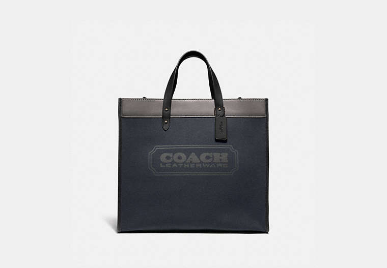 COACH®,FIELD TOTE 40 IN COLORBLOCK,canvas,X-Large,Midnight Navy/Black Copper,Front View