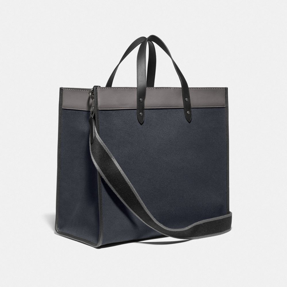 COACH®,FIELD TOTE BAG 40 IN COLORBLOCK,canvas,X-Large,Midnight Navy/Black Copper,Angle View