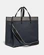 COACH®,FIELD TOTE 40 IN COLORBLOCK,canvas,X-Large,Midnight Navy/Black Copper,Angle View