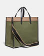 COACH®,FIELD TOTE BAG 40 IN COLORBLOCK,canvas,X-Large,Black Copper/Army Green Multi,Angle View