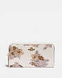 COACH®,ACCORDION ZIP WALLET WITH FLORAL BOUQUET PRINT,Coated Canvas,Mini,Brass/Chalk,Front View