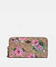 COACH®,ACCORDION ZIP WALLET IN SIGNATURE CANVAS WITH BLOSSOM PRINT,pvc,Mini,Pewter/Tan Print,Front View
