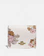 COACH®,SMALL SNAP WALLET WITH FLORAL BOUQUET PRINT,Brass/Chalk,Front View
