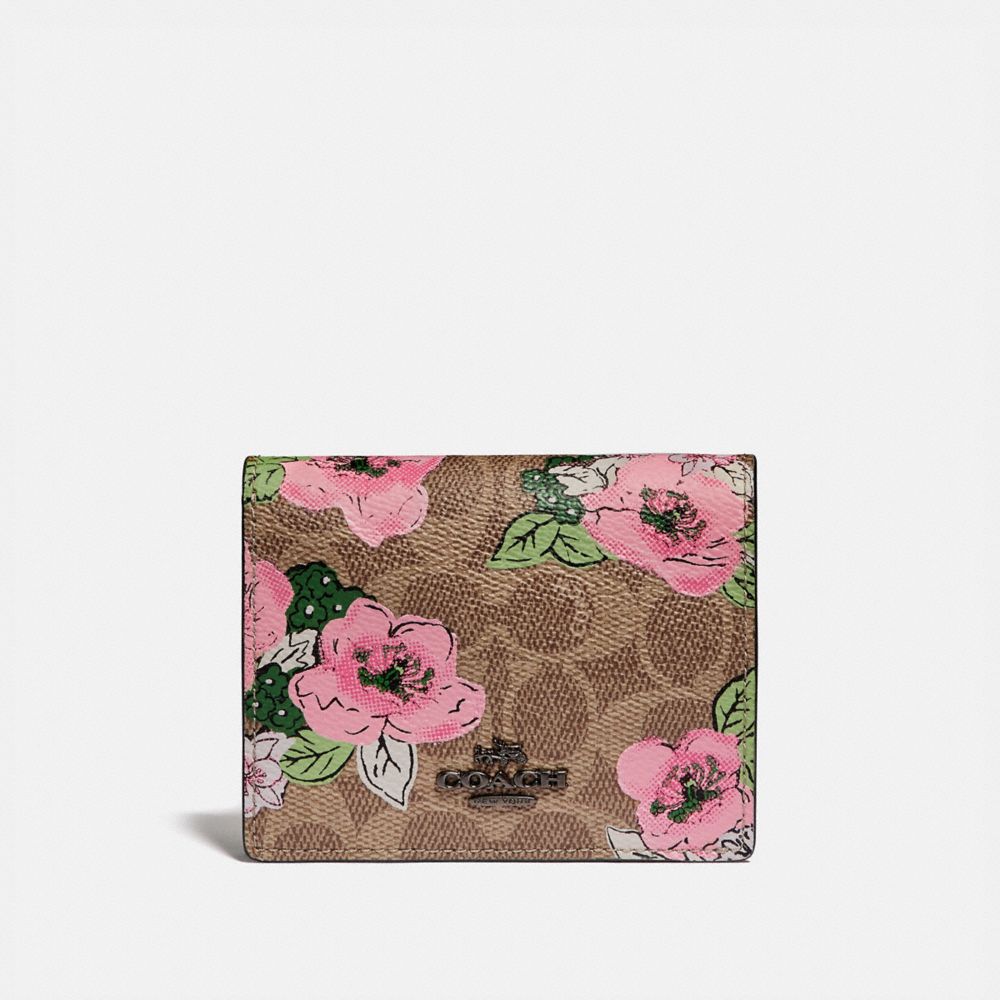 Small Snap Wallet In Signature Canvas With Blossom Print