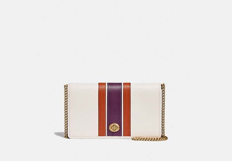Callie Foldover Chain Clutch With Varsity Stripe image number 0