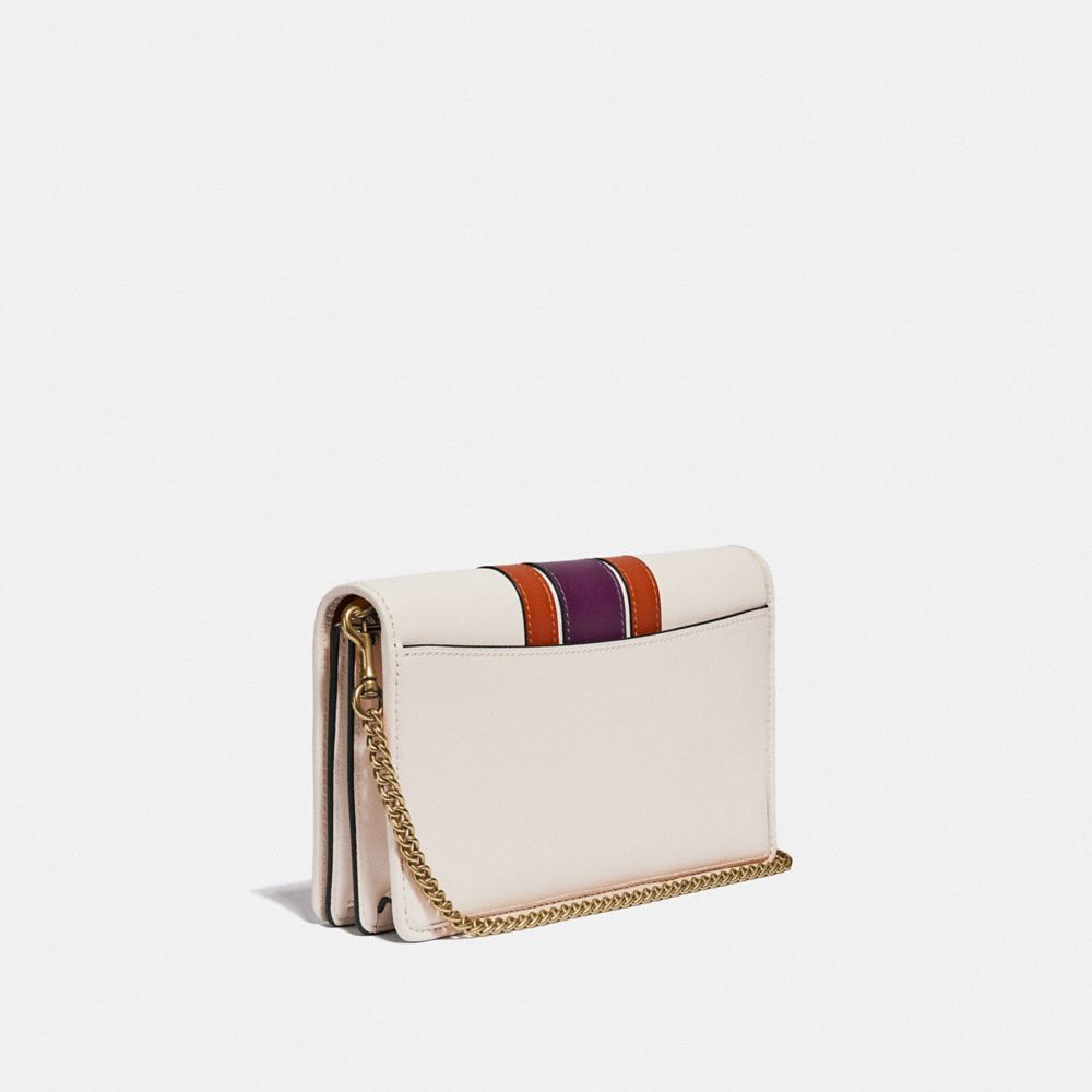 Callie Foldover Chain Clutch With Varsity Stripe