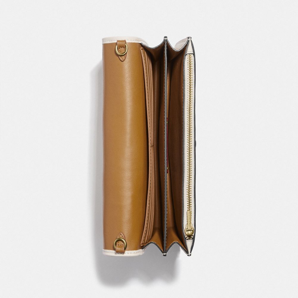 Callie Foldover Chain Clutch With Varsity Stripe
