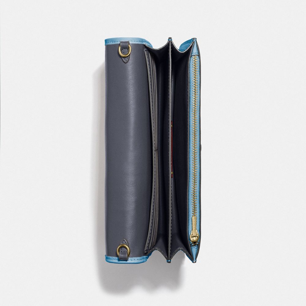 Callie Foldover Chain Clutch With Varsity Stripe