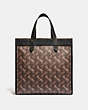 COACH®,FIELD TOTE WITH HORSE AND CARRIAGE PRINT,Coated Canvas/Pebble Leather,Pewter/Brown Black,Back View