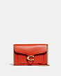 COACH®,TABBY CHAIN CLUTCH,Pebbled Leather,Mini,Brass/Red Orange,Front View
