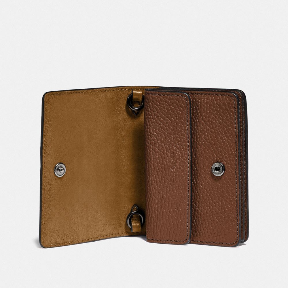 COACH®,Accordion Card Case With Chain With Horse And Carriage Print And Archive Patch,,Inside View,Top View