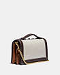 COACH®,RILEY CHAIN CLUTCH WITH TEA ROSE,Canvas/Smooth Leather,Mini,Brass/Oak,Angle View
