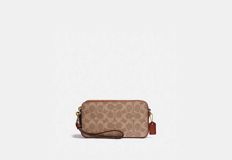 COACH®,KIRA CROSSBODY IN COLORBLOCK SIGNATURE CANVAS,Coated Canvas,Mini,Brass/Tan/Rust,Front View