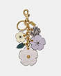 COACH®,TEA ROSE MIX BAG CHARM WITH SNAKESKIN DETAIL,Leather,Brass/Seashell Snake Multi,Front View