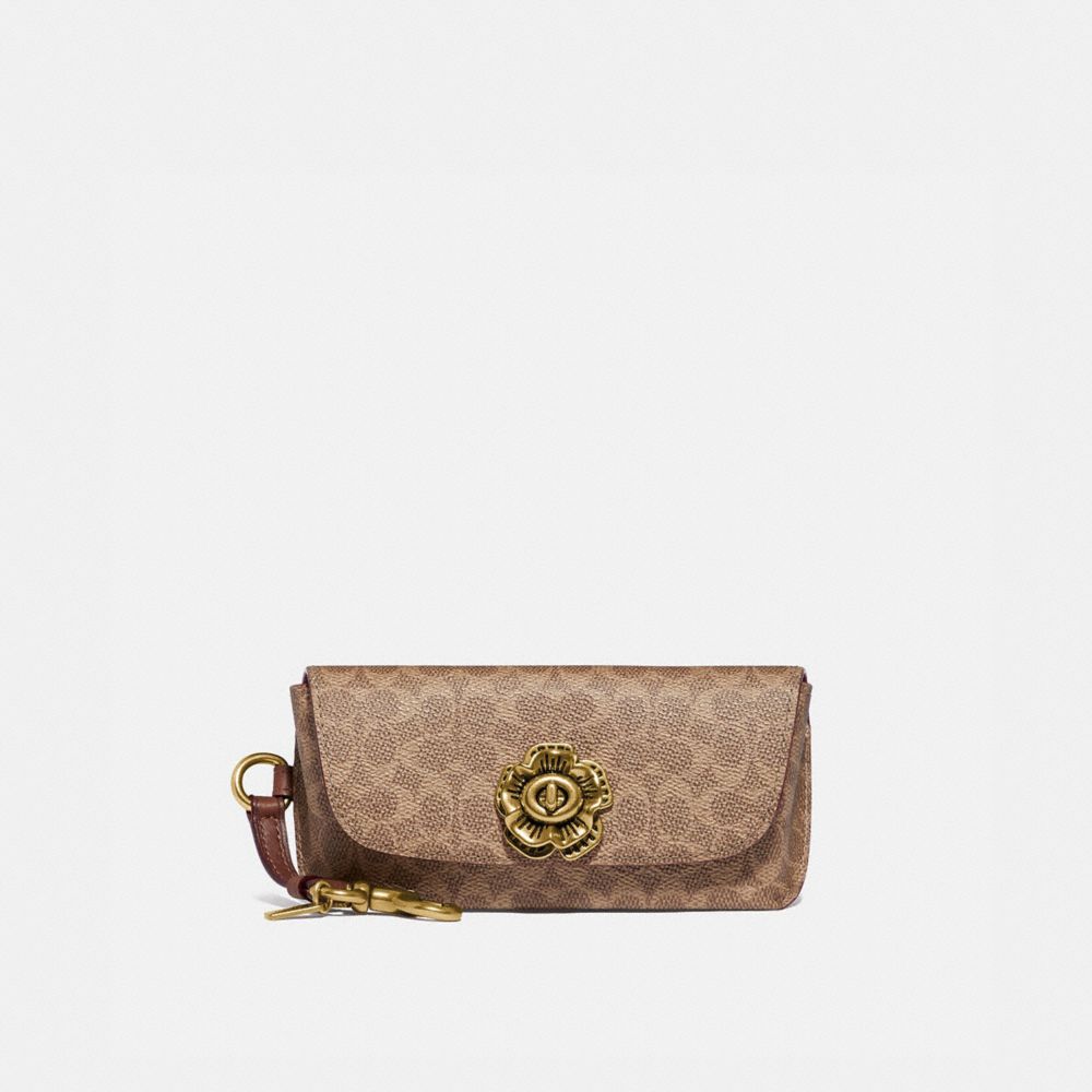 Coach Sunglass Case bag charm in Signature canvas