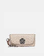COACH®,SUNGLASS CASE BAG CHARM IN SIGNATURE CANVAS,Leather,Nickel/Sand/Taupe,Front View