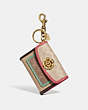 COACH®,PARKER BAG CHARM IN COLORBLOCK SIGNATURE CANVAS,Leather,Brass/Sand Tan Multi,Front View