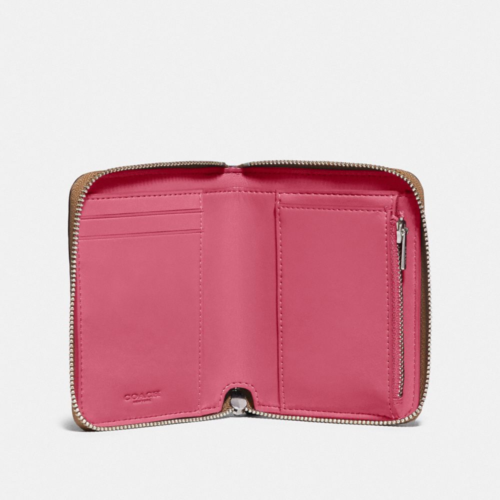COACH®: Small Zip Around Wallet In Blocked Signature Canvas