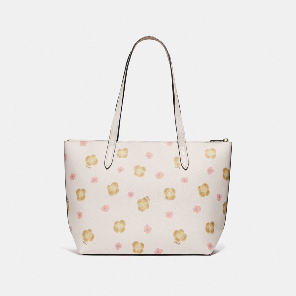 COACH®,Taylor Tote With Pansy Print,,Back View