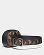 COACH®,HARNESS BUCKLE REVERSIBLE BELT AND POUCH WITH HORSE AND CARRIAGE PRINT, 25MM,Coated Canvas,Gunmetal/BROWN,Angle View