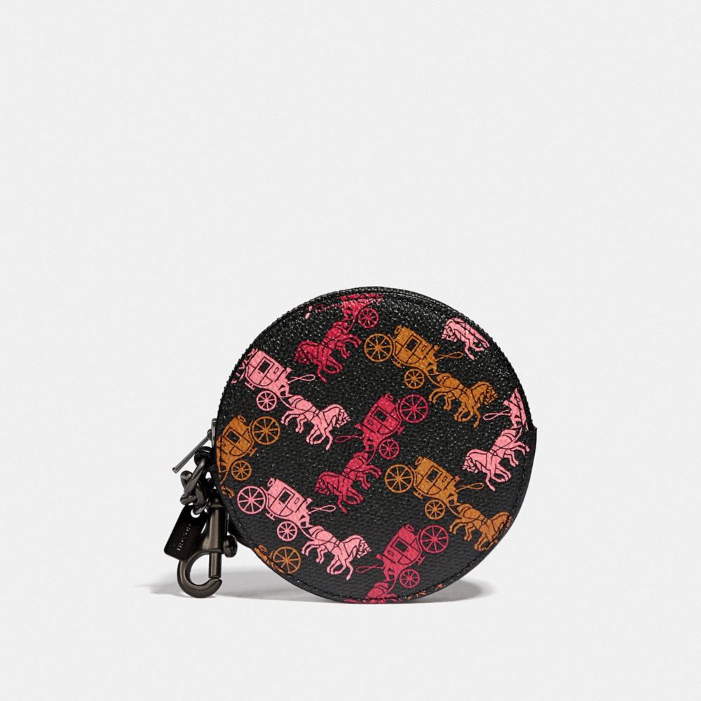 COACH Coin Case Bag Charm With Horse And Carriage Print