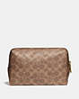 COACH®,LARGE BOXY COSMETIC CASE IN SIGNATURE CANVAS WITH LOVE PRINT,pvc,Medium,Brass/Tan Pink Multi,Back View