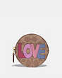 Round Coin Case In Signature Canvas With Love Print