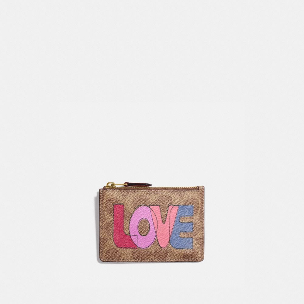 COACH®: Mini Skinny Id Case In Signature Canvas With Love Print