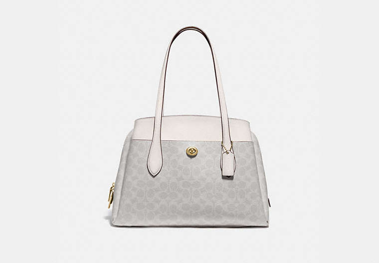 COACH®,LORA CARRYALL IN SIGNATURE CANVAS,pvc,X-Large,Brass/Chalk Chalk,Front View