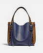 COACH®,HARMONY HOBO IN COLORBLOCK WITH SNAKESKIN DETAIL,Leather,Medium,Pewter/Cadet Multi,Front View