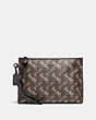 COACH®,CHARLIE POUCH WITH HORSE AND CARRIAGE PRINT,Coated Canvas,Small,Pewter/Brown Black,Front View