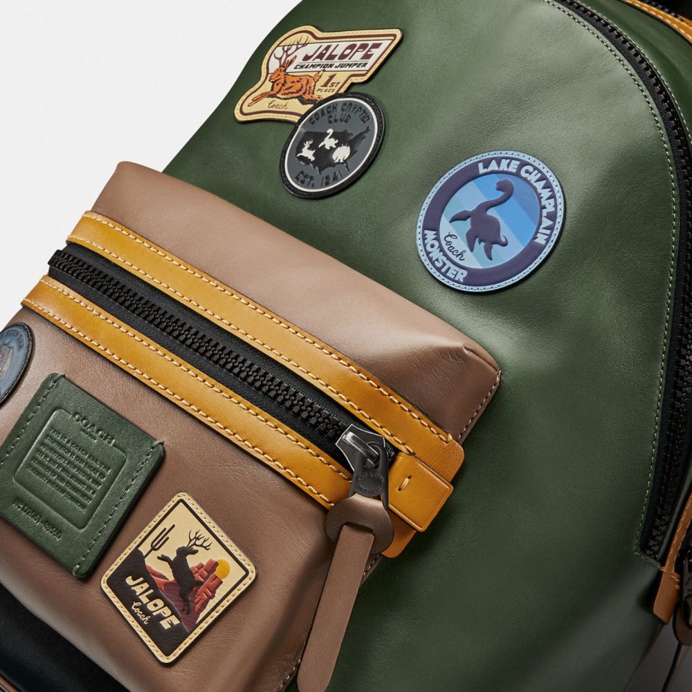 COACH Academy Backpack With Mythical Monsters Patches