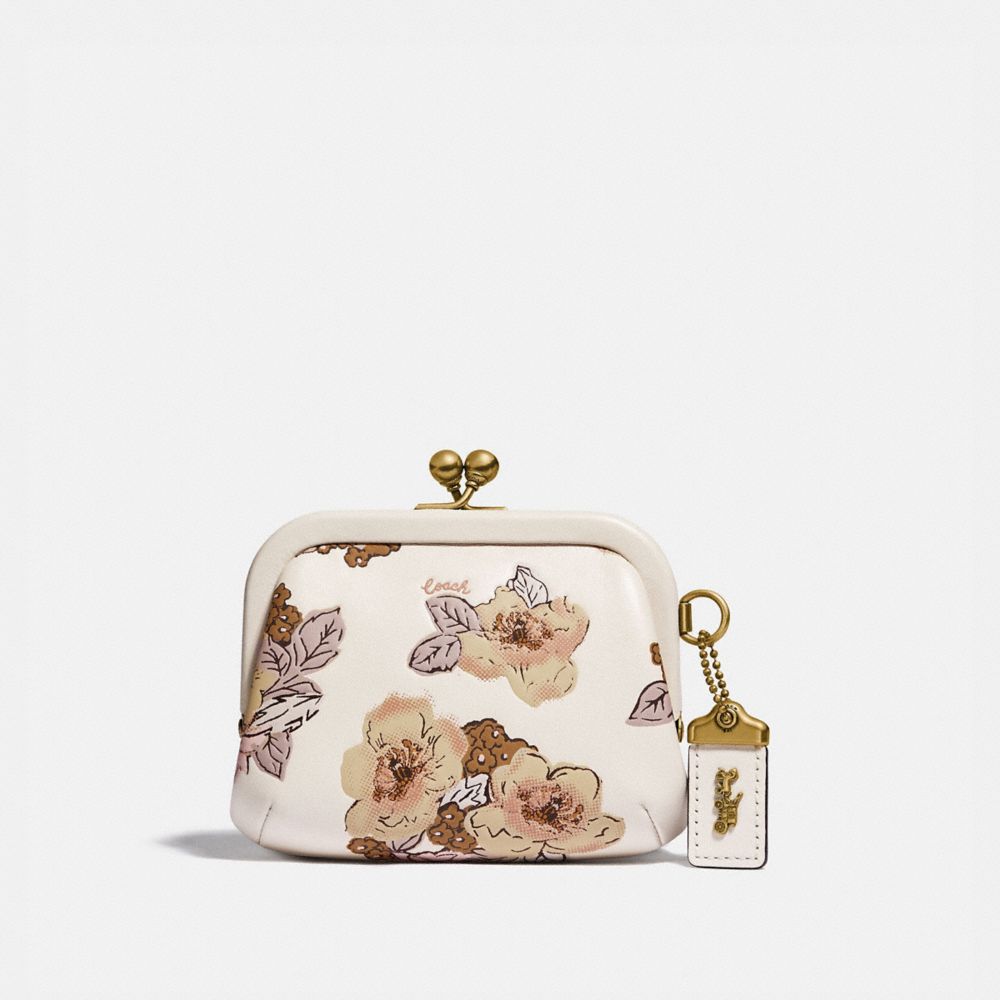 Kisslock Coin Case With Floral Bouquet Print COACH